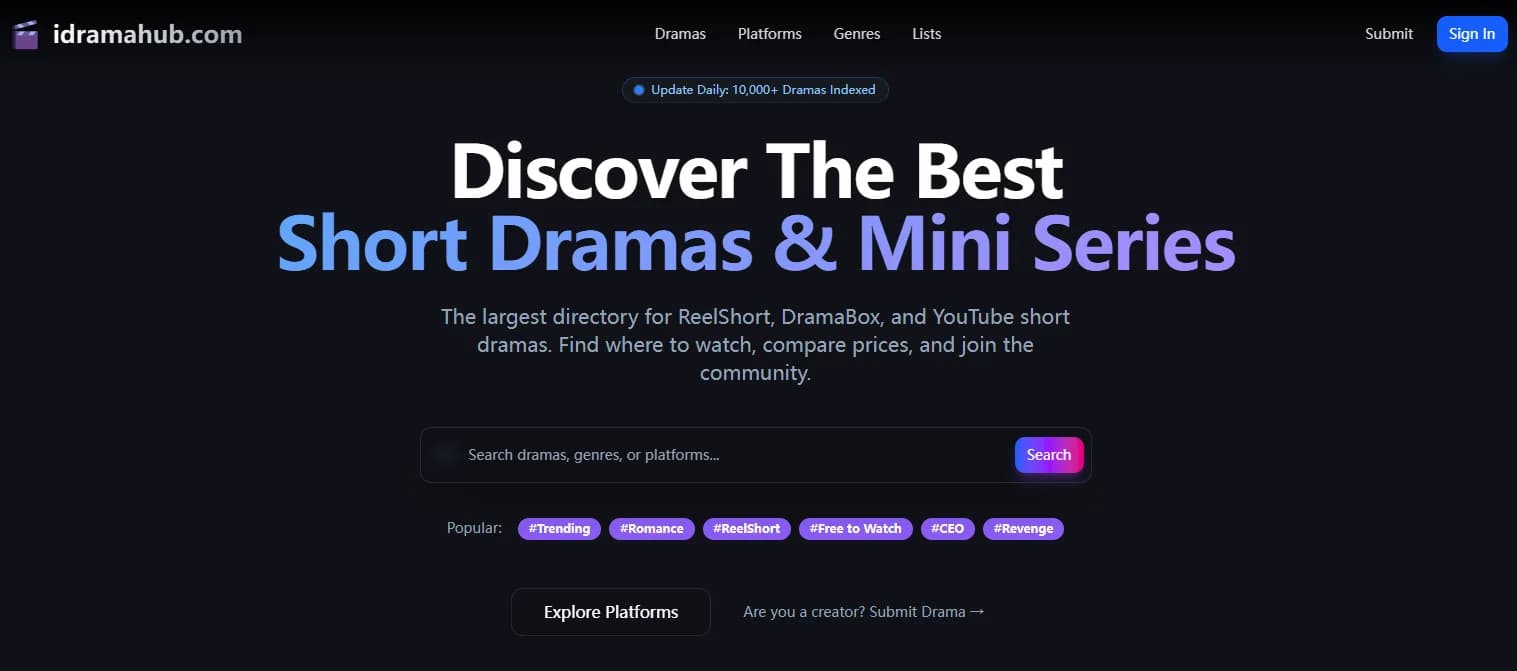 iDramaHub desktop preview